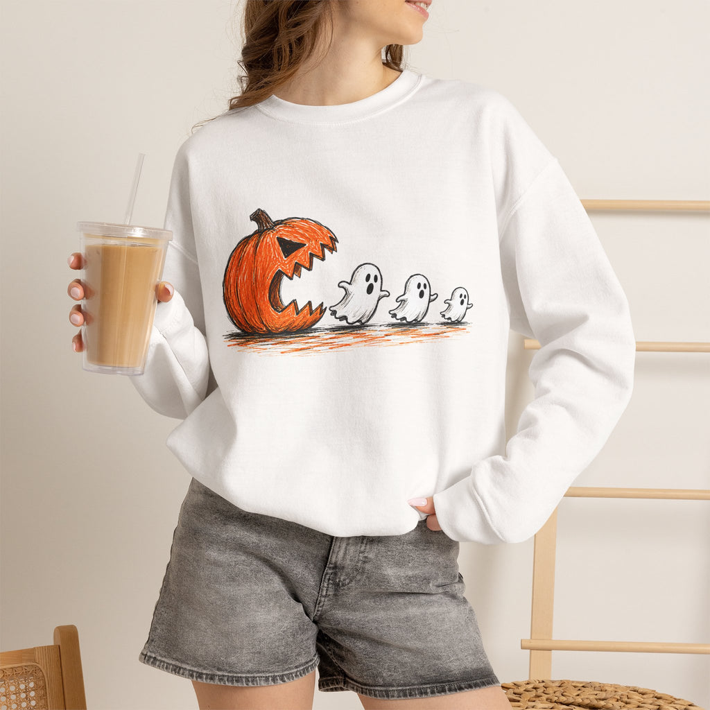 Halloween Pumpkin & Ghosts Crewneck Sweatshirt