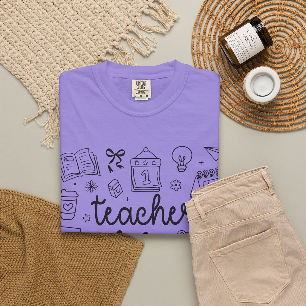 Teacher Life T-Shirt — School Supplies Sketch Graphic Tee