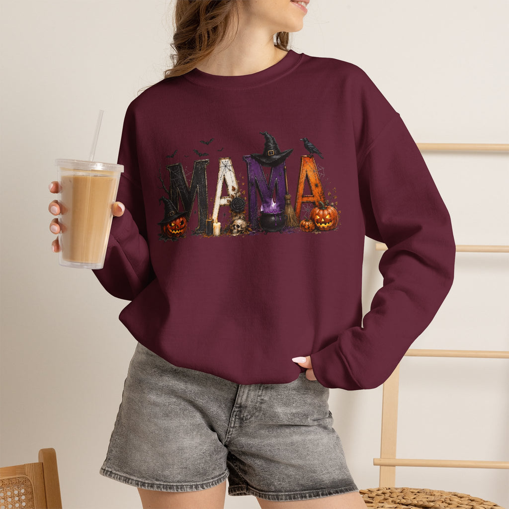 Halloween Mama Sweatshirt — Spooky Witch & Pumpkins Crewneck