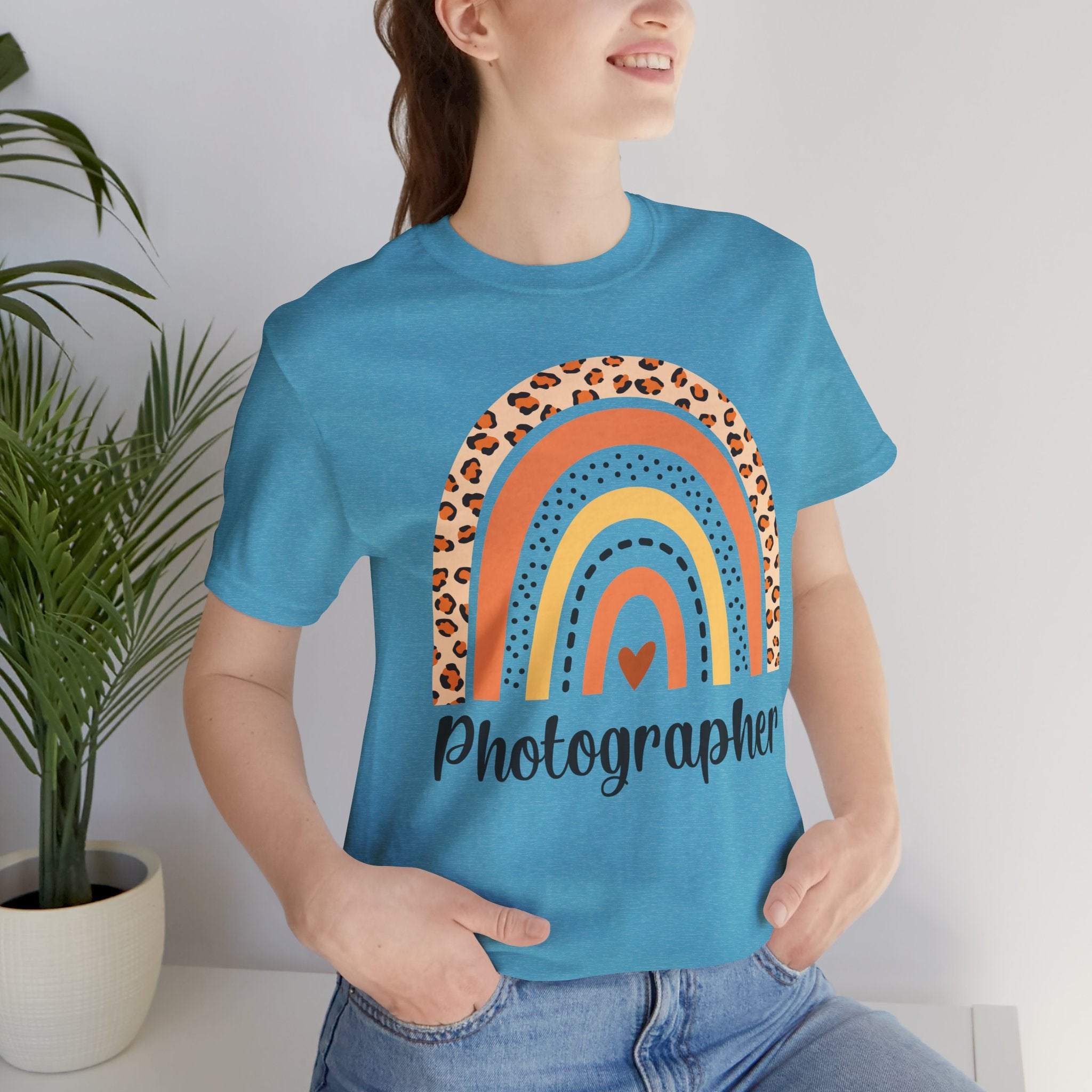 Photographer Rainbow Tee — Leopard Print Rainbow Graphic T-Shirt for Photographers