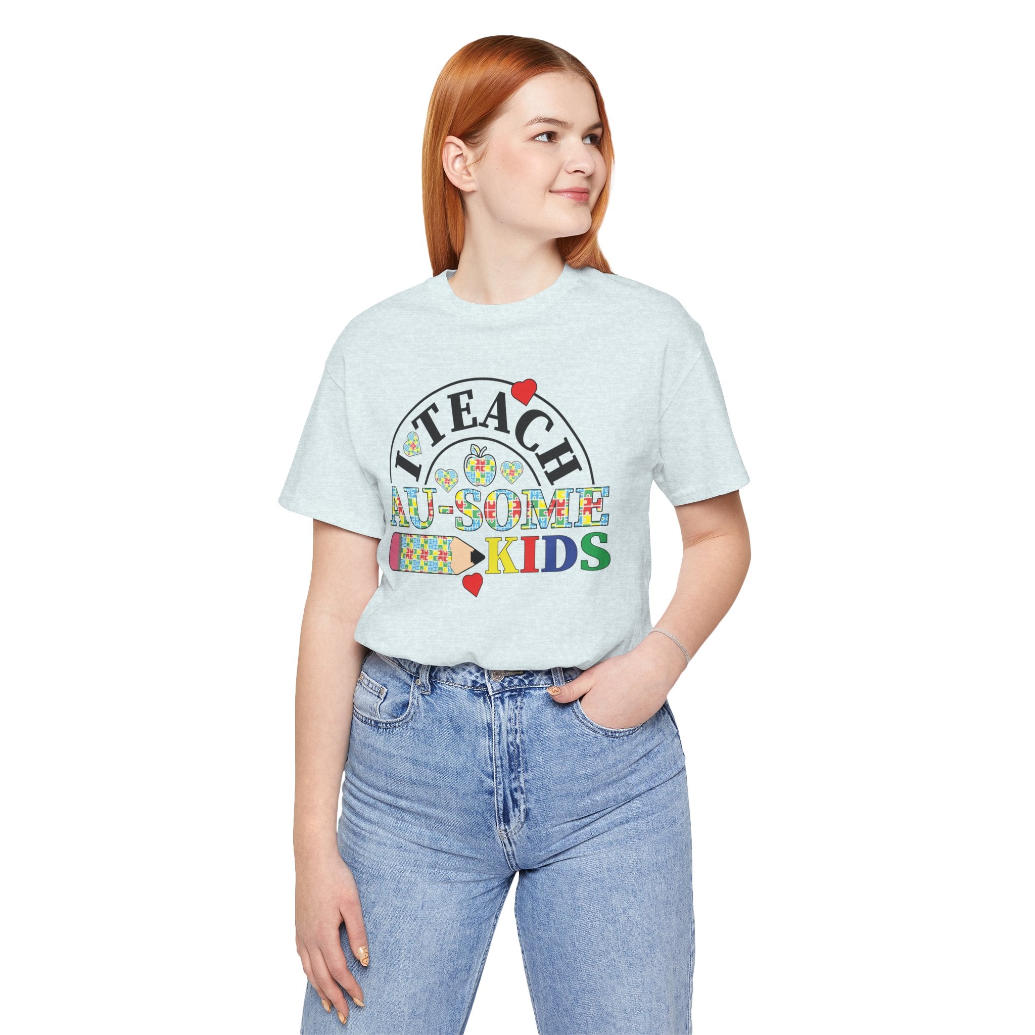 I Teach Awesome Kids T-Shirt — Colorful Autism Awareness Teacher Tee
