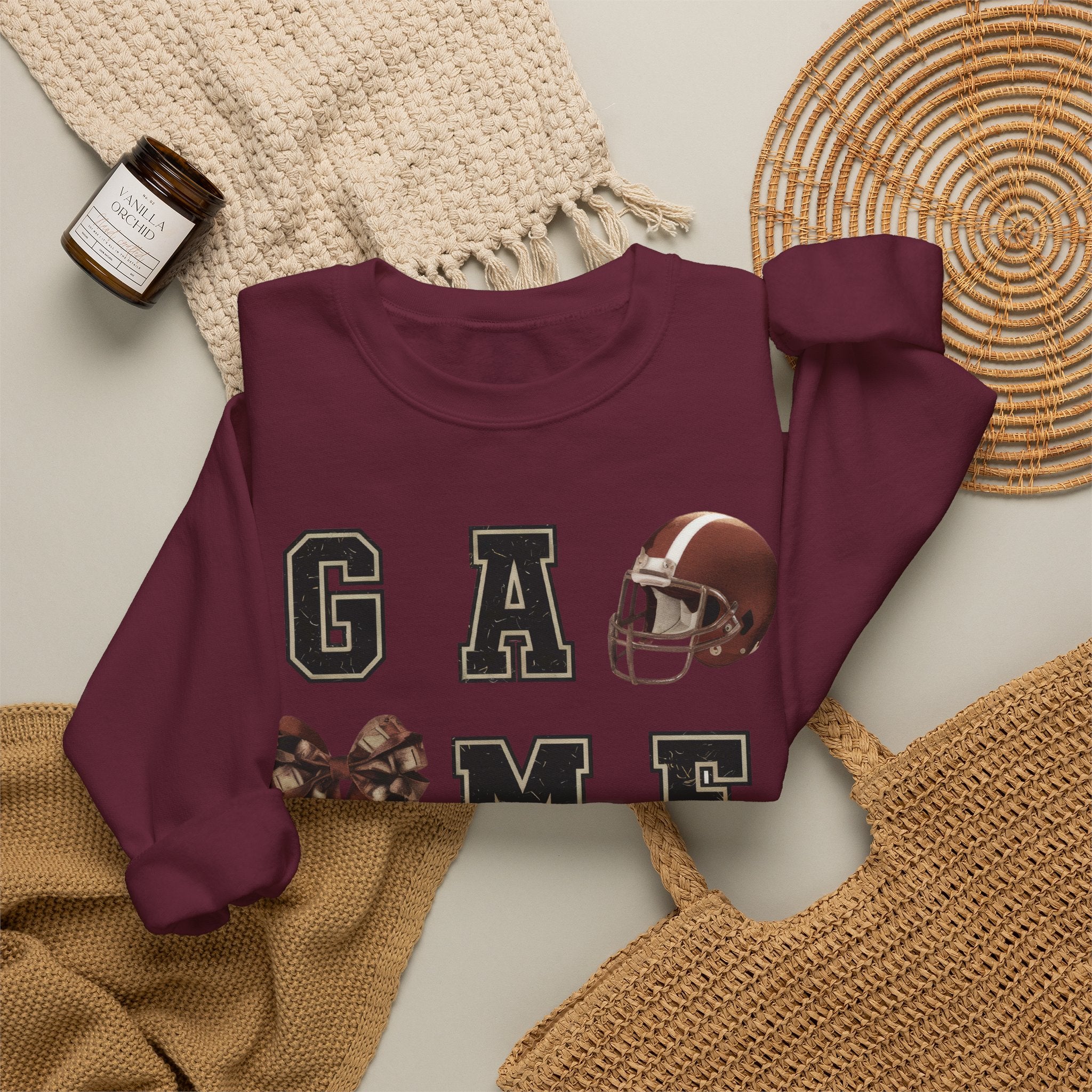 Game Day Sweatshirt — Football Helmet & Ball Crewneck