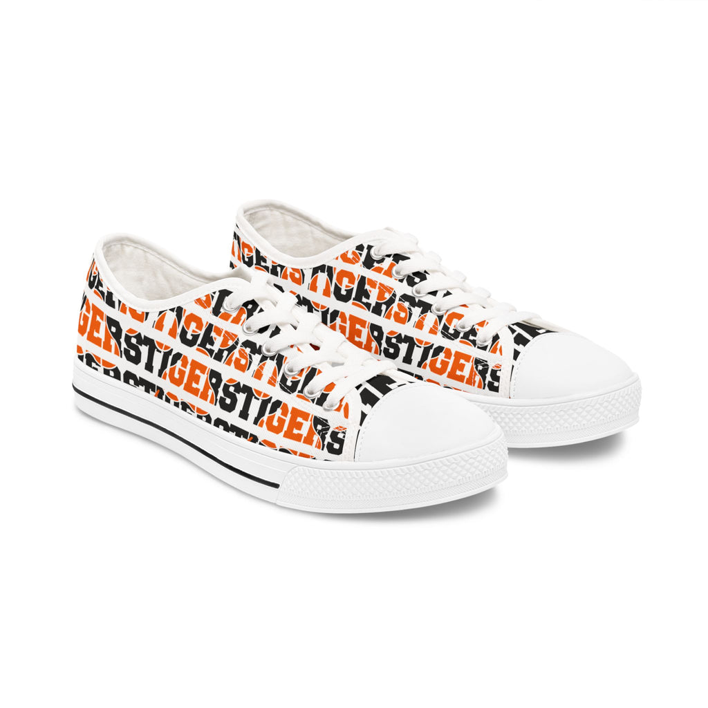Women's Low Top Sneakers — 'TIGERS' Orange & Black Team Spirit