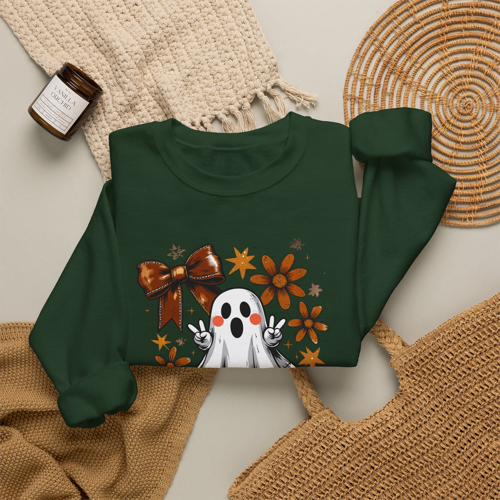 Football Ghost Crewneck Sweatshirt – Cute Spooky Game Day Design