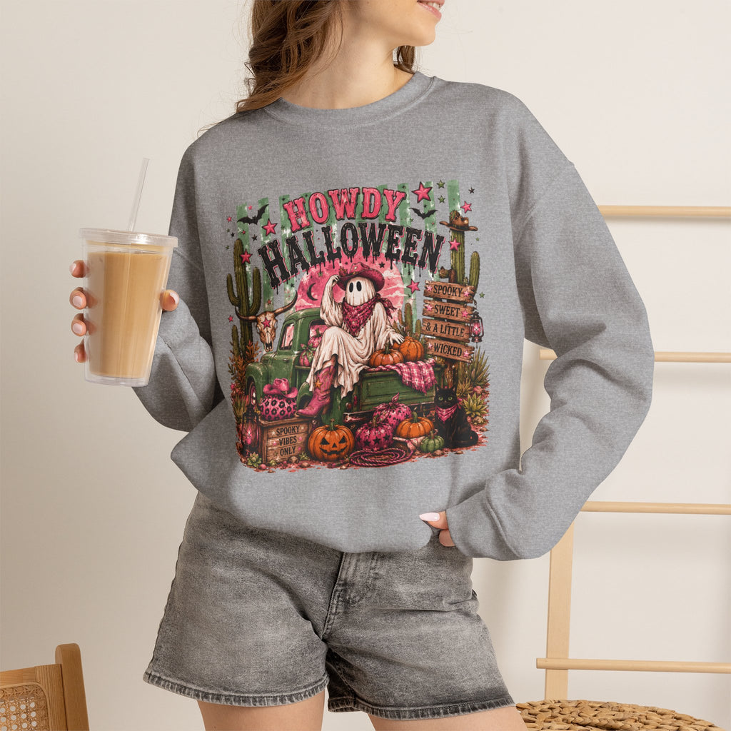 Howdy Halloween Crewneck Sweatshirt – Southwestern Ghost Pumpkin Fall Sweatshirt