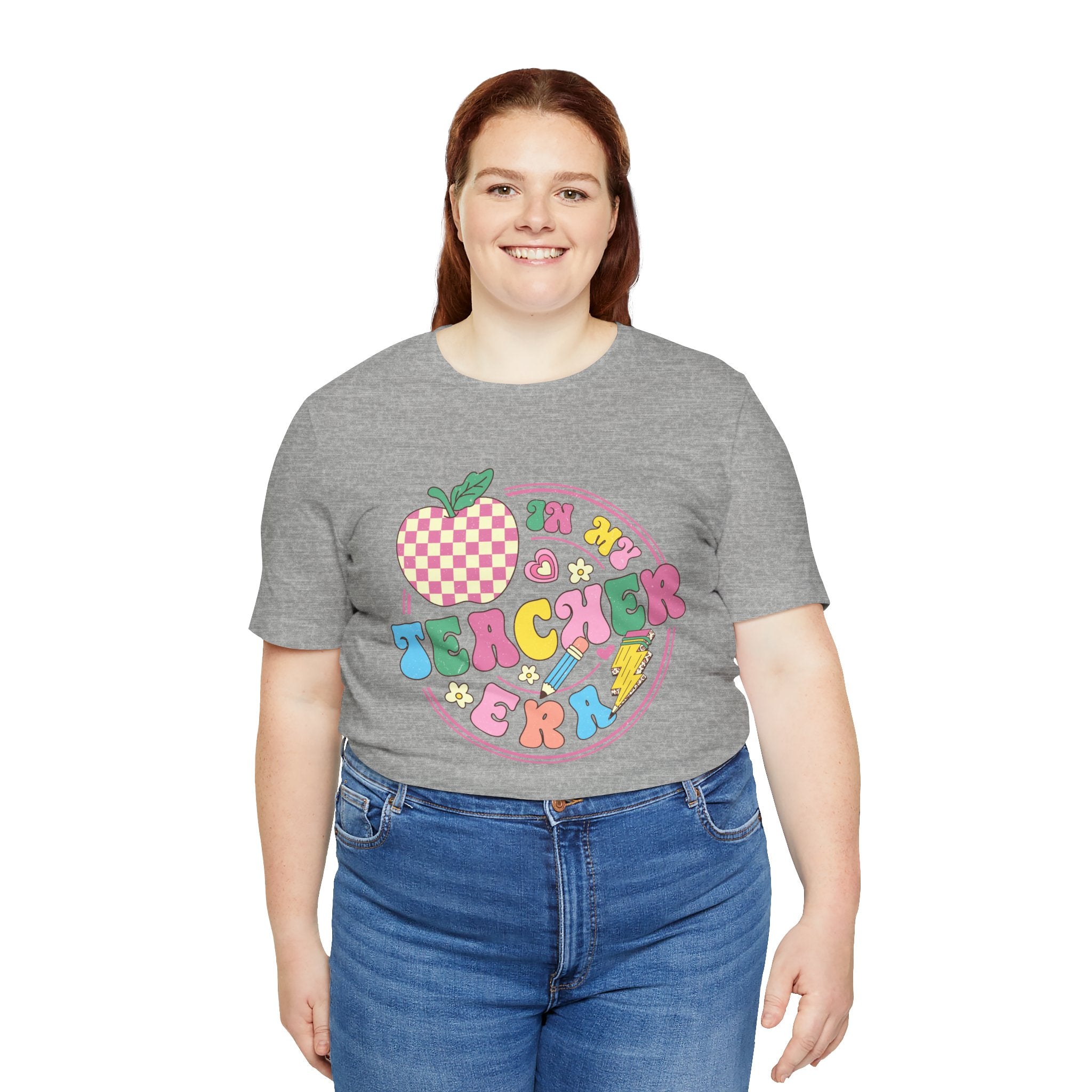 Teacher Vibes Tee — Cute Retro Apple Classroom Graphic T-Shirt