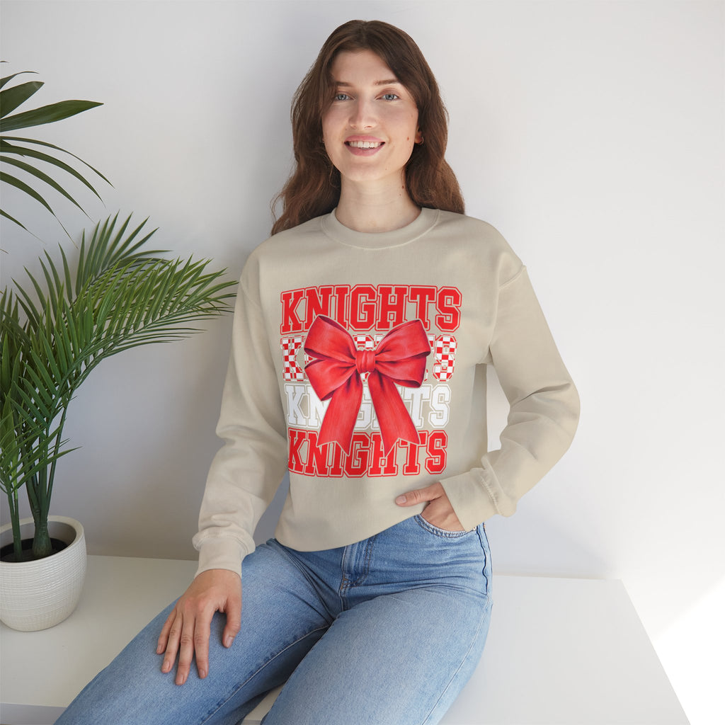 Crewneck Sweatshirt — 'Knights' Red Bow School Spirit  Crew