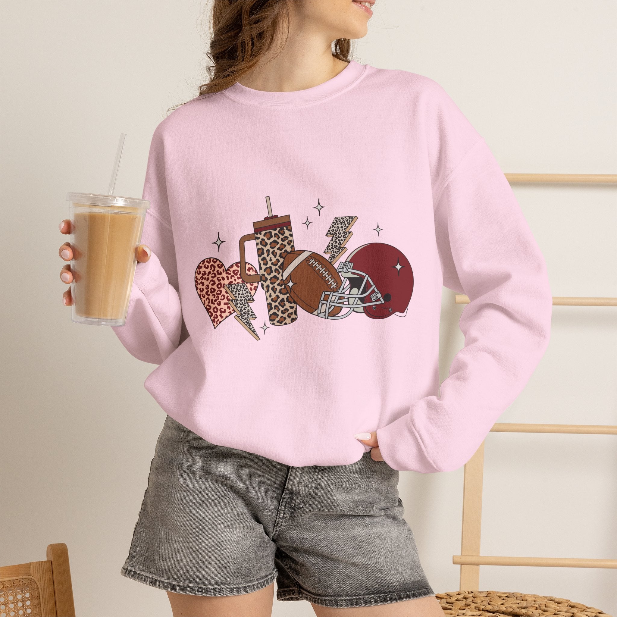 Heart & Lightning Graphic Sweatshirt — Leopard, Plaid & Red Heart Crewneck