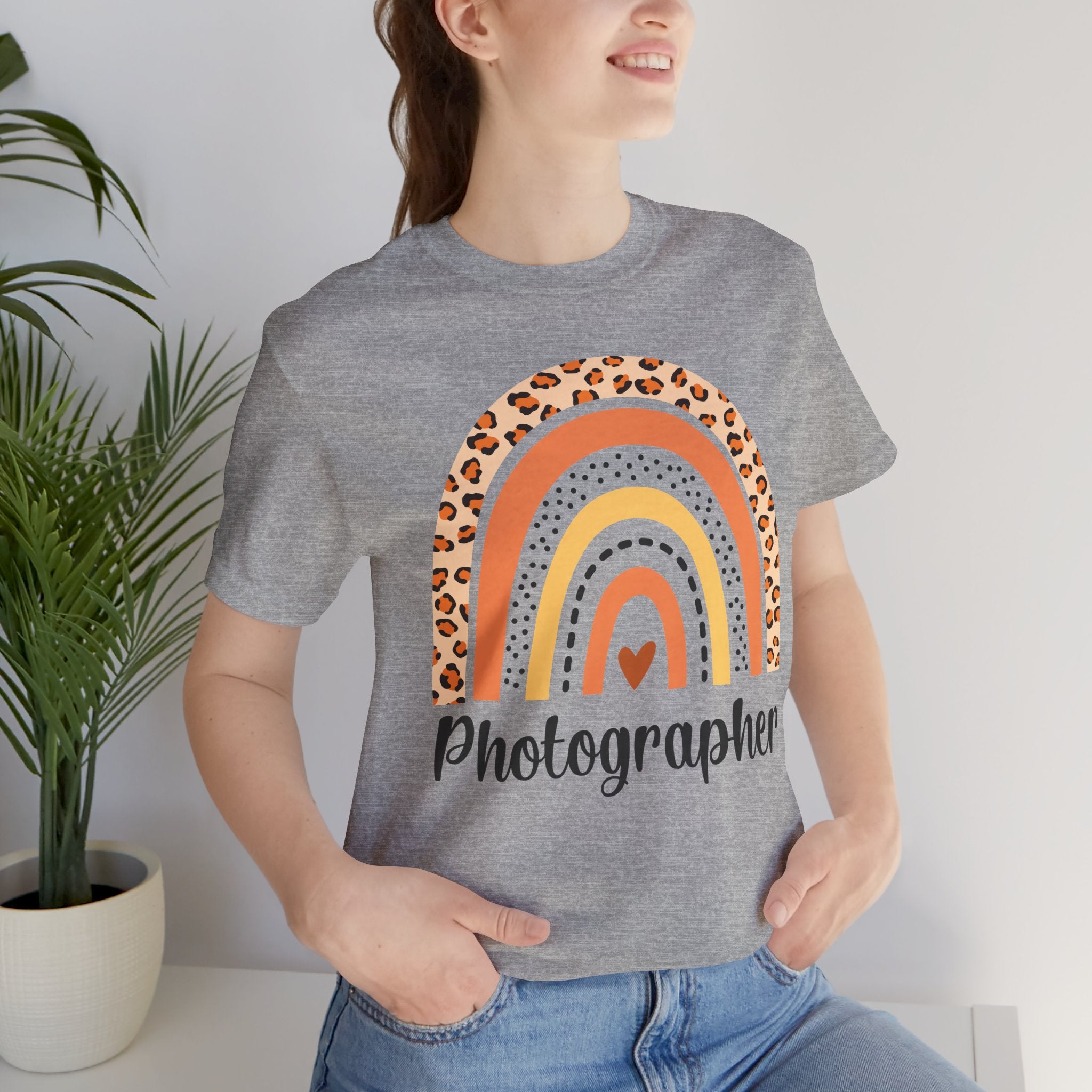 Photographer Rainbow Tee — Leopard Print Rainbow Graphic T-Shirt for Photographers