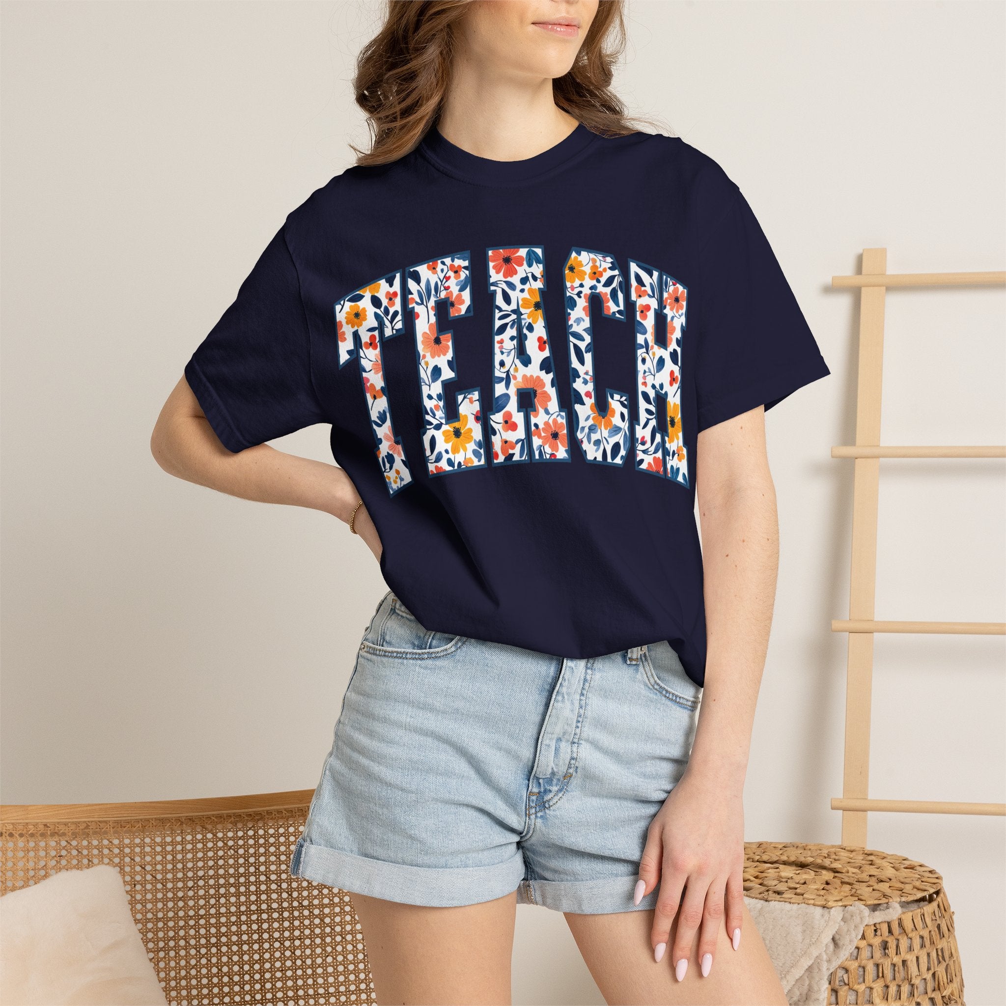 Teach Floral T‑Shirt — Floral Pattern TEACH Teacher Appreciation Gift