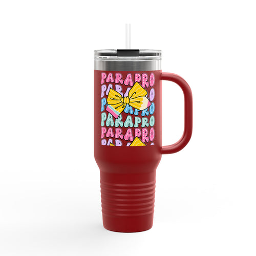40oz Insulated Travel Mug — Colorful 'PARA' Pattern with Bow Design