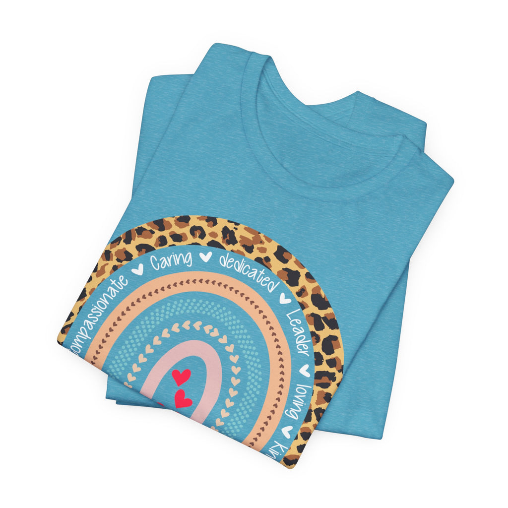 Leopard Rainbow Tee — Cute Pastel Heart Rainbow Graphic T-Shirt