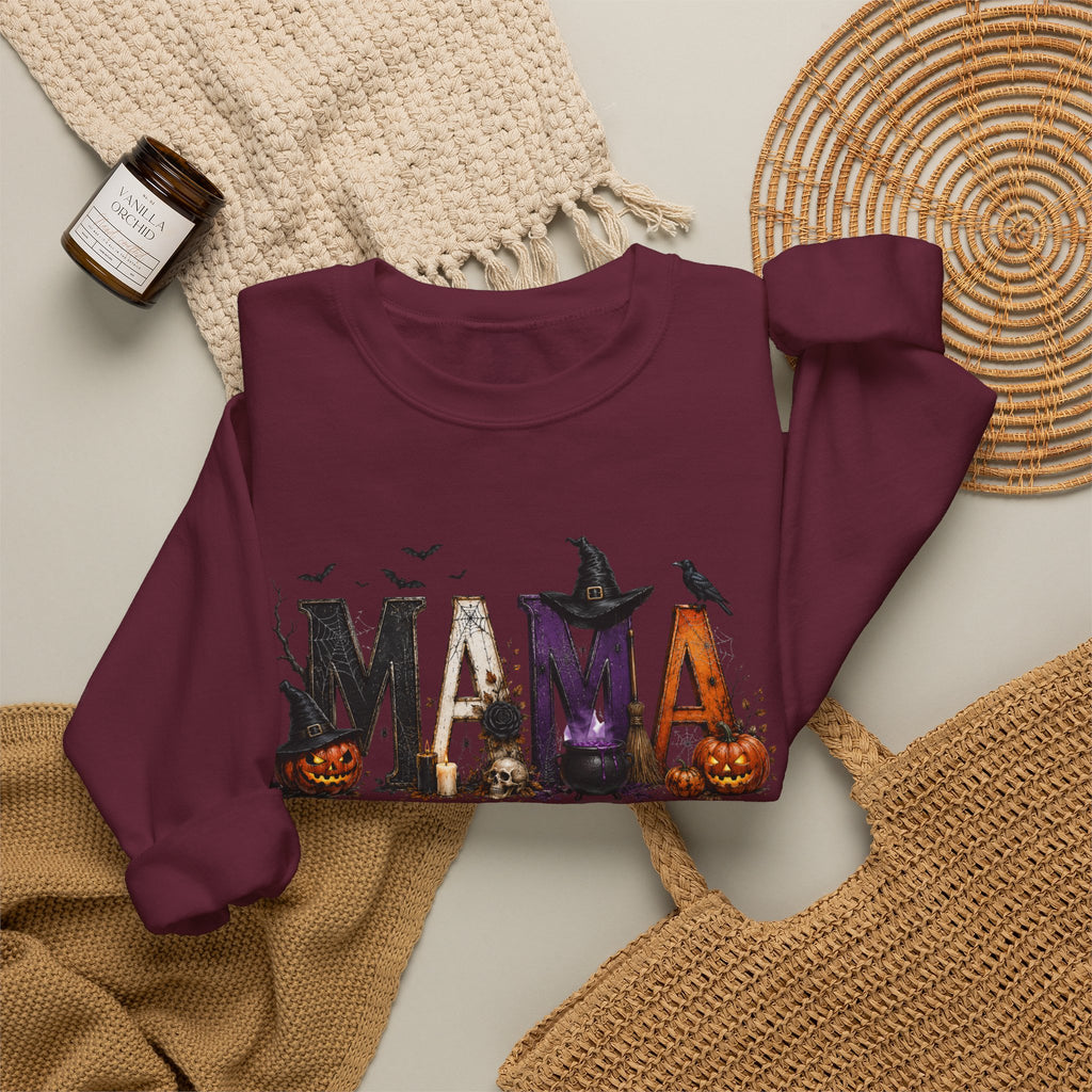 Halloween Mama Sweatshirt — Spooky Witch & Pumpkins Crewneck