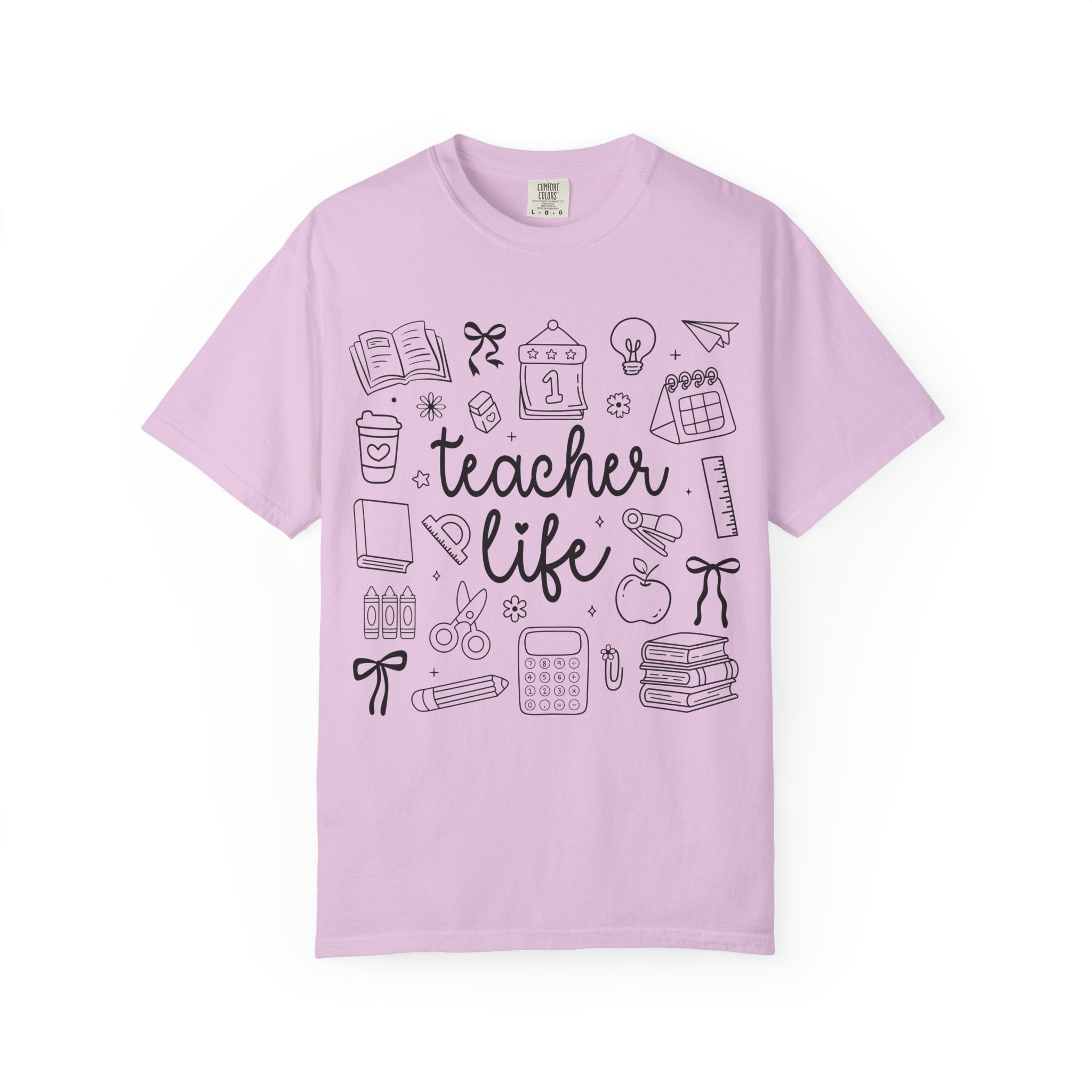 Teacher Life T-Shirt — School Supplies Sketch Graphic Tee