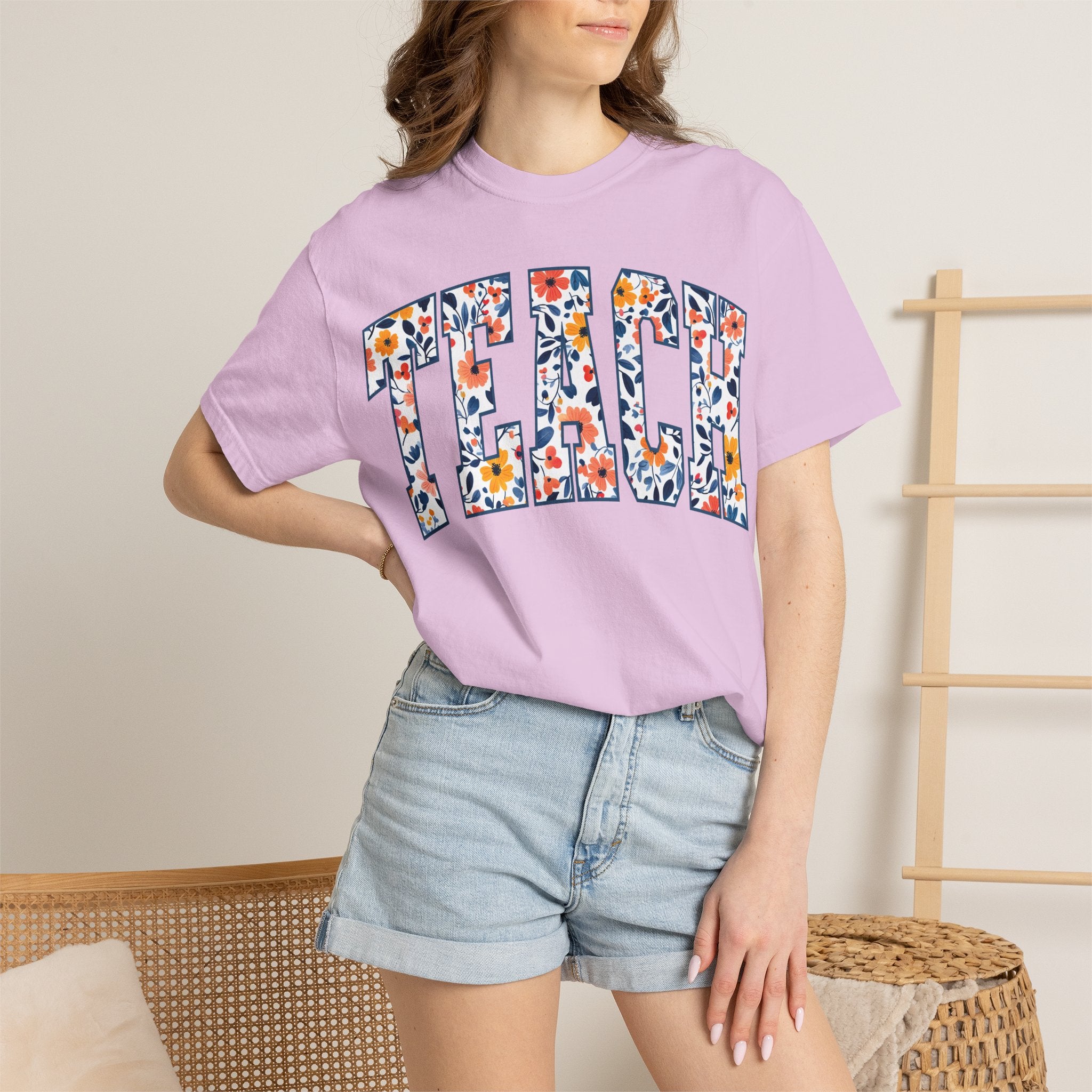 Teach Floral T‑Shirt — Floral Pattern TEACH Teacher Appreciation Gift