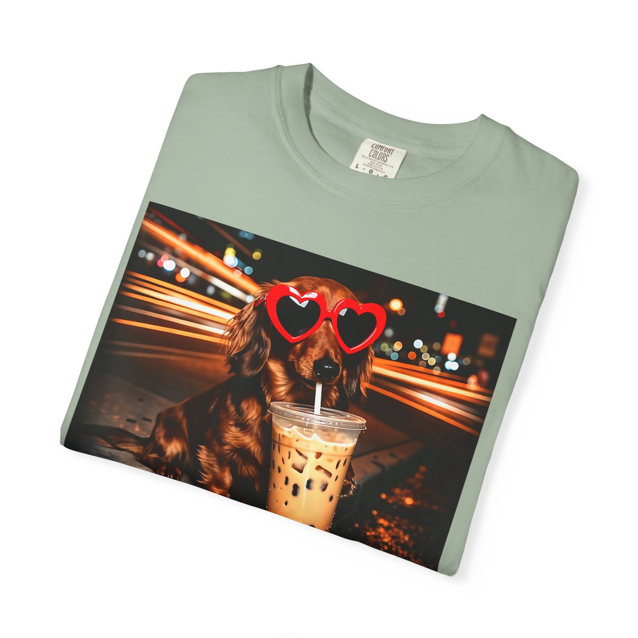 Dachshund with Heart Sunglasses & Bubble Tea T-Shirt
