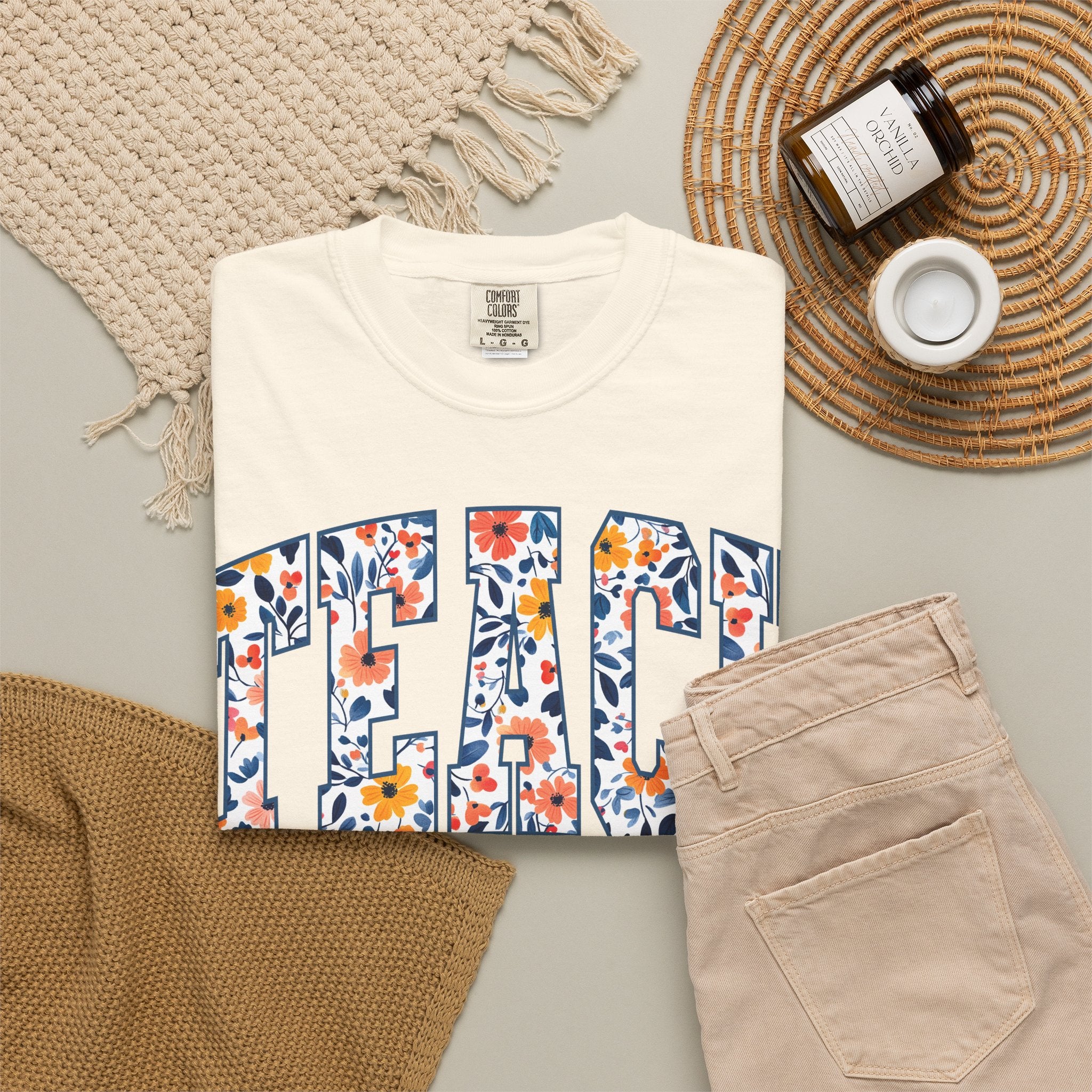Teach Floral T‑Shirt — Floral Pattern TEACH Teacher Appreciation Gift