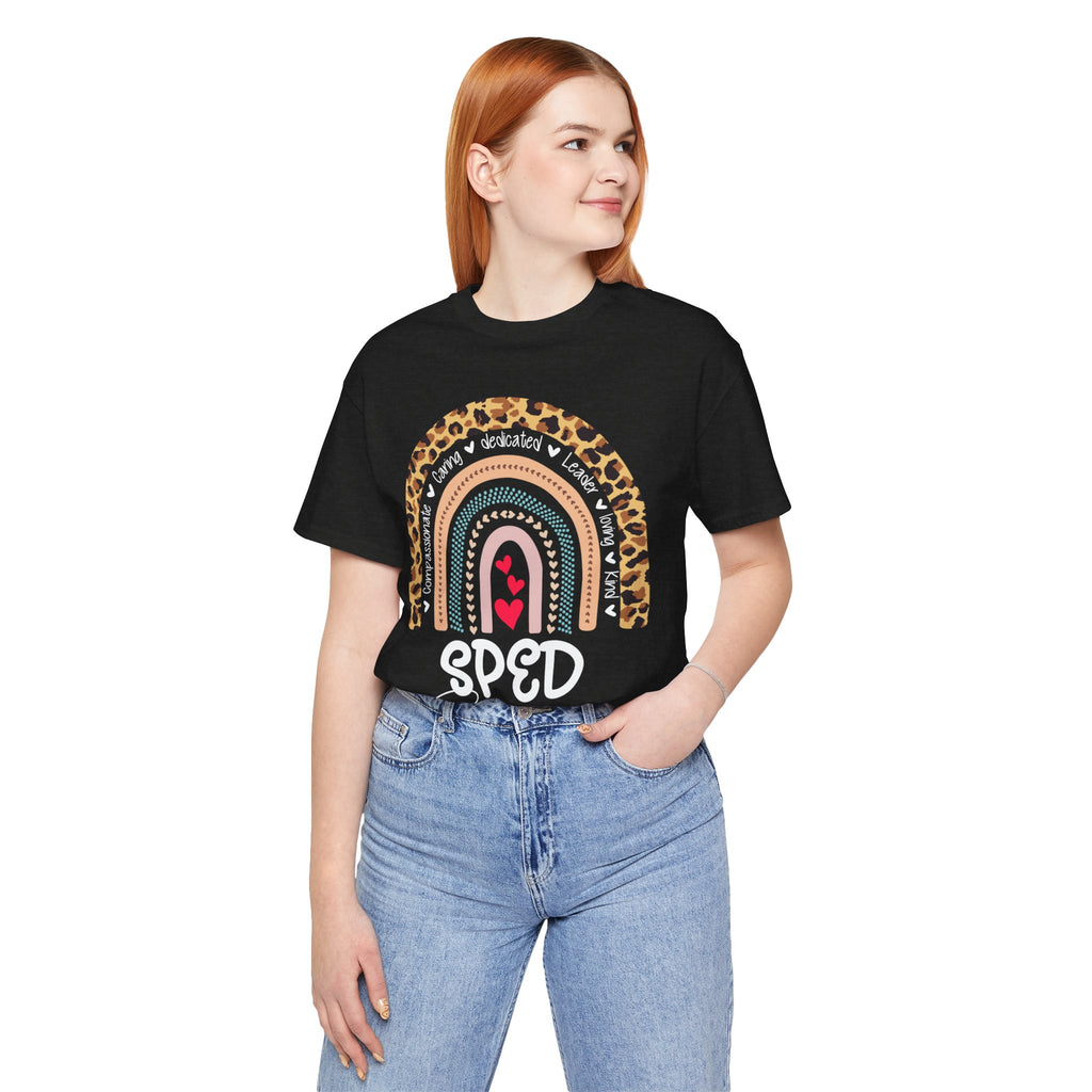 Leopard Rainbow Tee — Cute Pastel Heart Rainbow Graphic T-Shirt