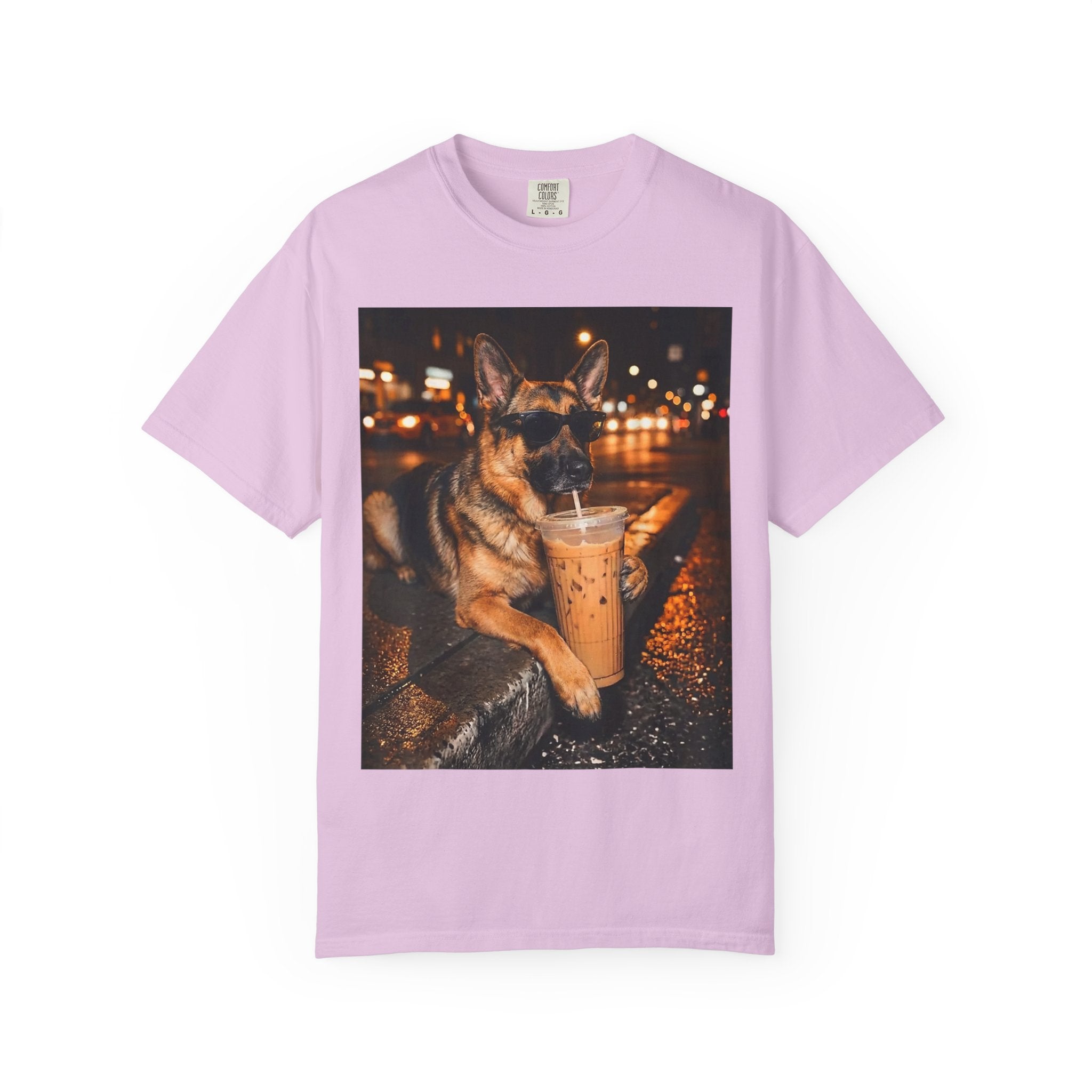 German Shepherd & Iced Coffee Photo T-Shirt — Dog