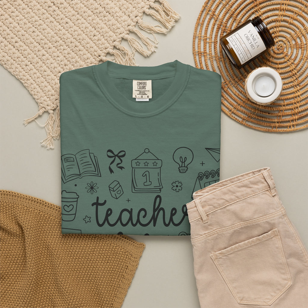 Teacher Life T-Shirt — School Supplies Sketch Graphic Tee
