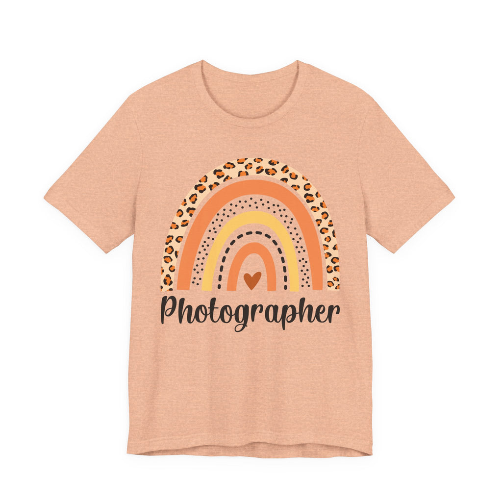 Photographer Rainbow Tee — Leopard Print Rainbow Graphic T-Shirt for Photographers