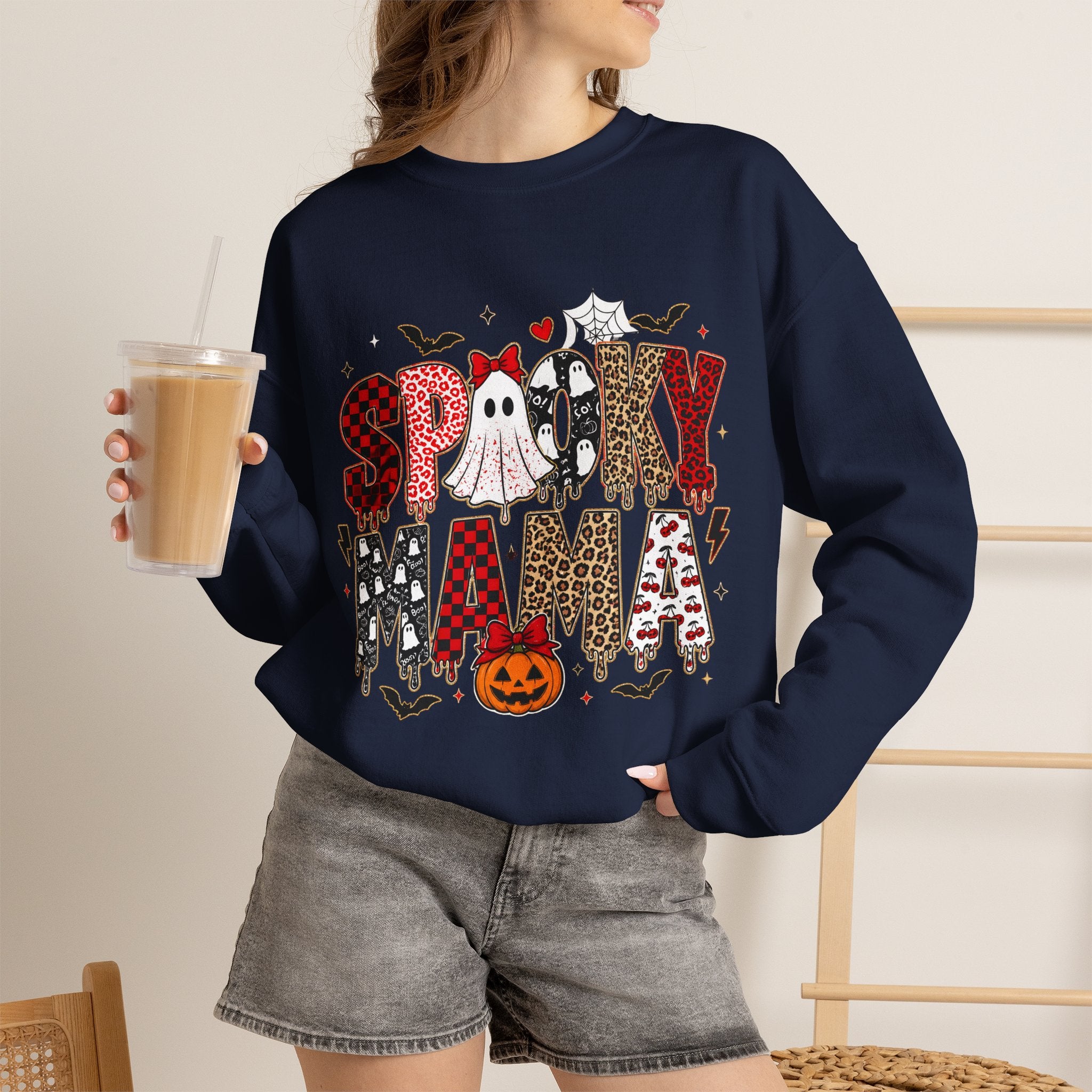 Spooky Mama Sweatshirt — Halloween Ghost Pumpkin Crewneck