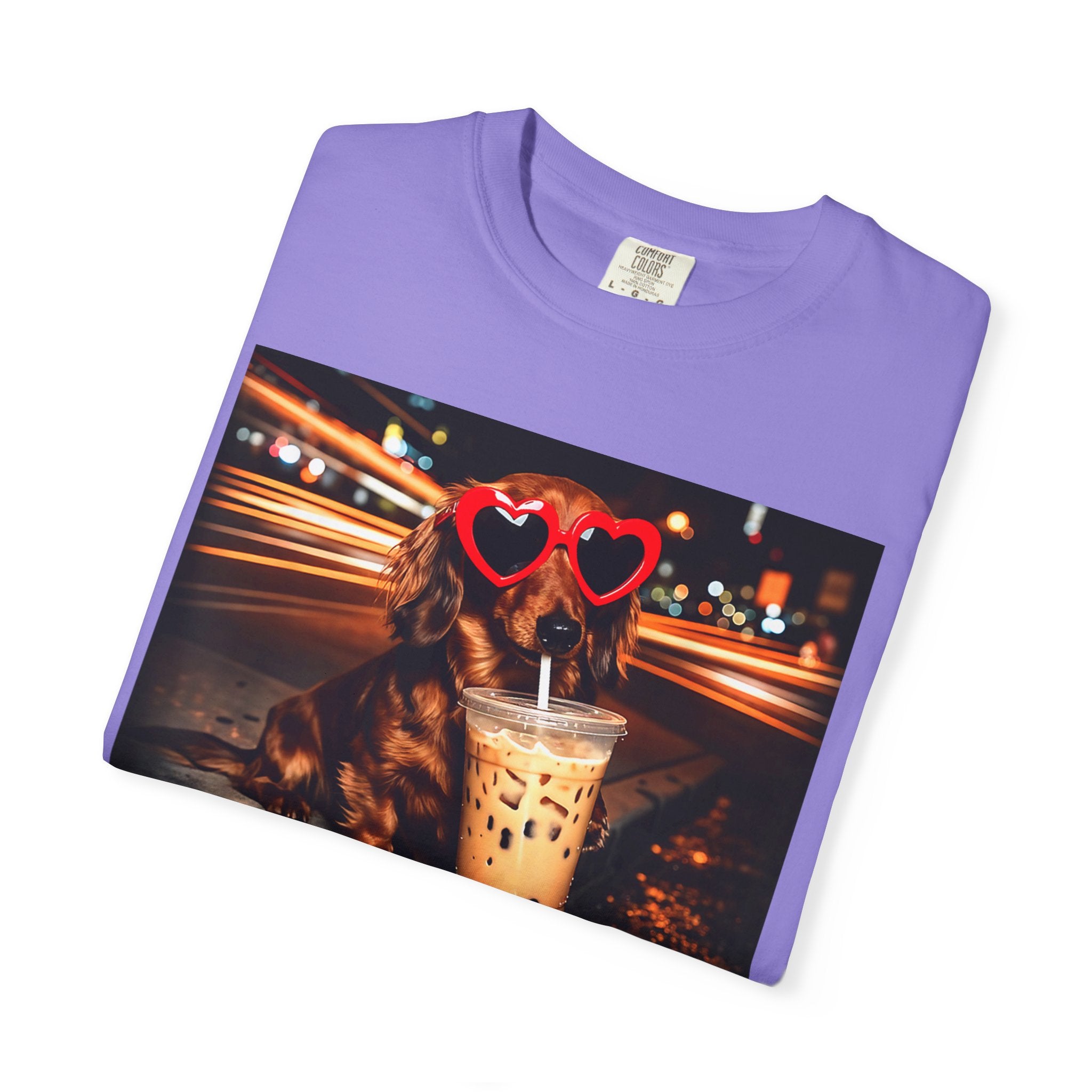 Dachshund with Heart Sunglasses & Bubble Tea T-Shirt
