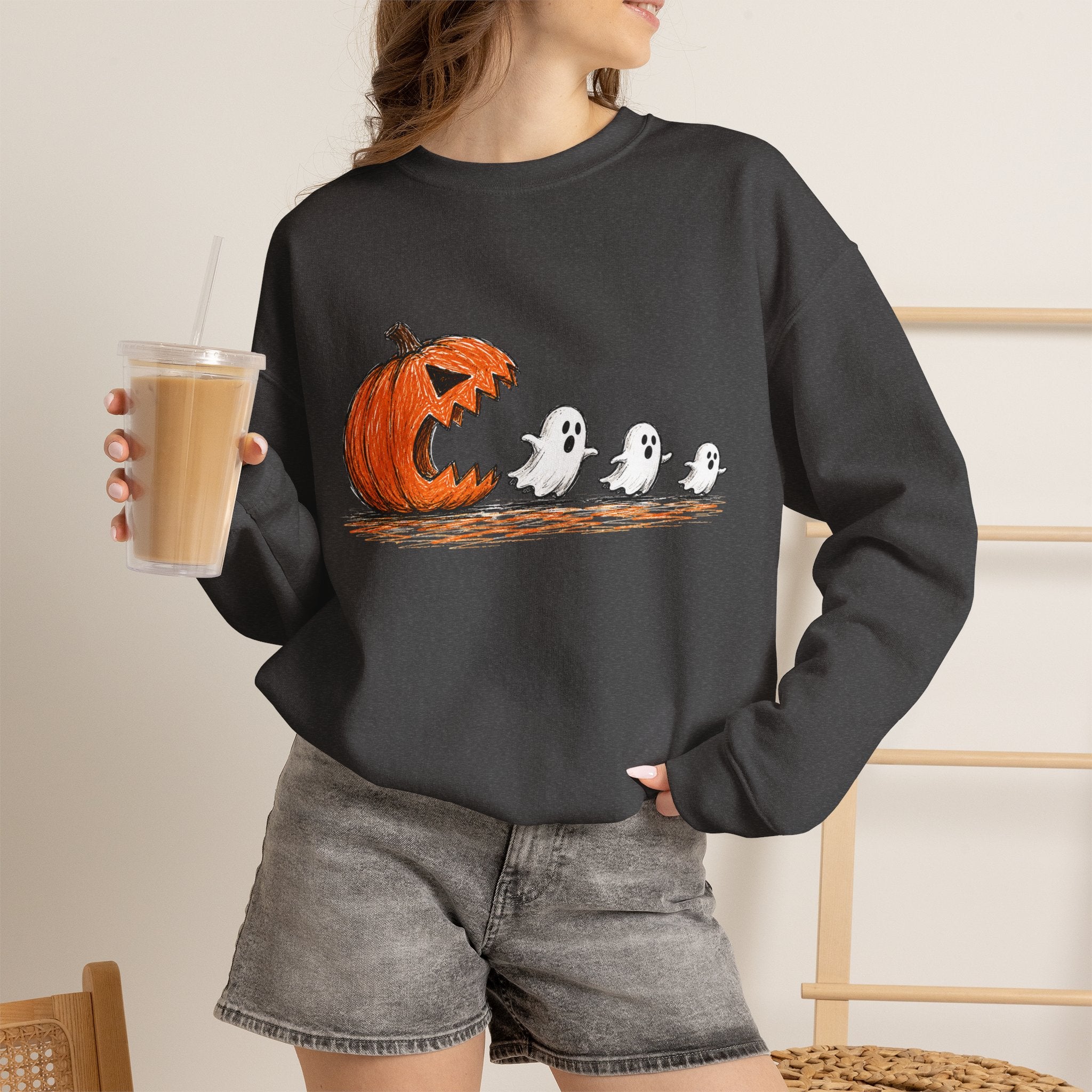 Halloween Pumpkin & Ghosts Crewneck Sweatshirt