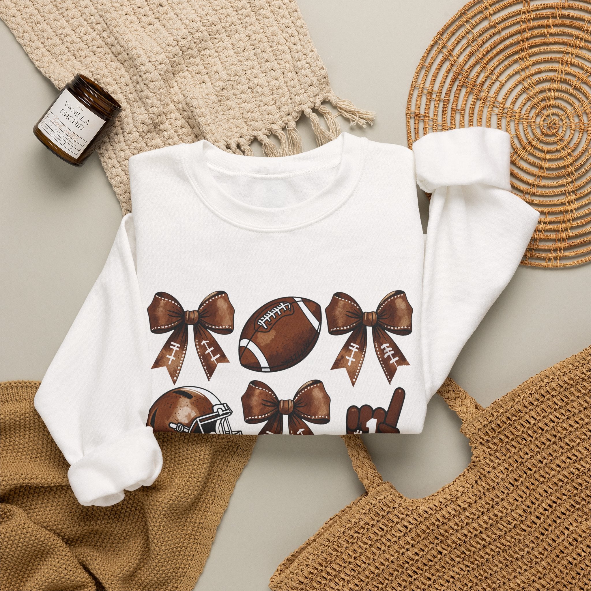 Football Ribbon Icons Crewneck Sweatshirt