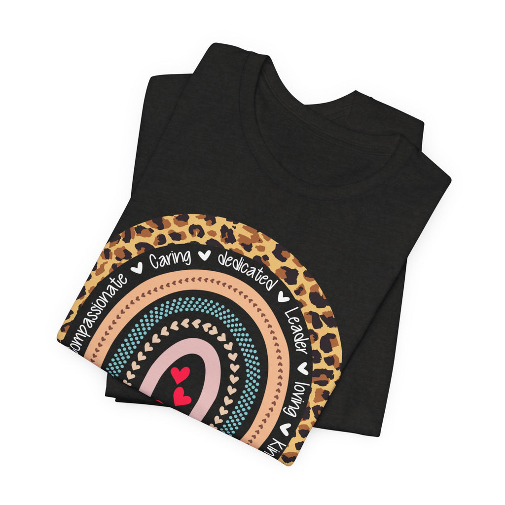 Leopard Rainbow Tee — Cute Pastel Heart Rainbow Graphic T-Shirt