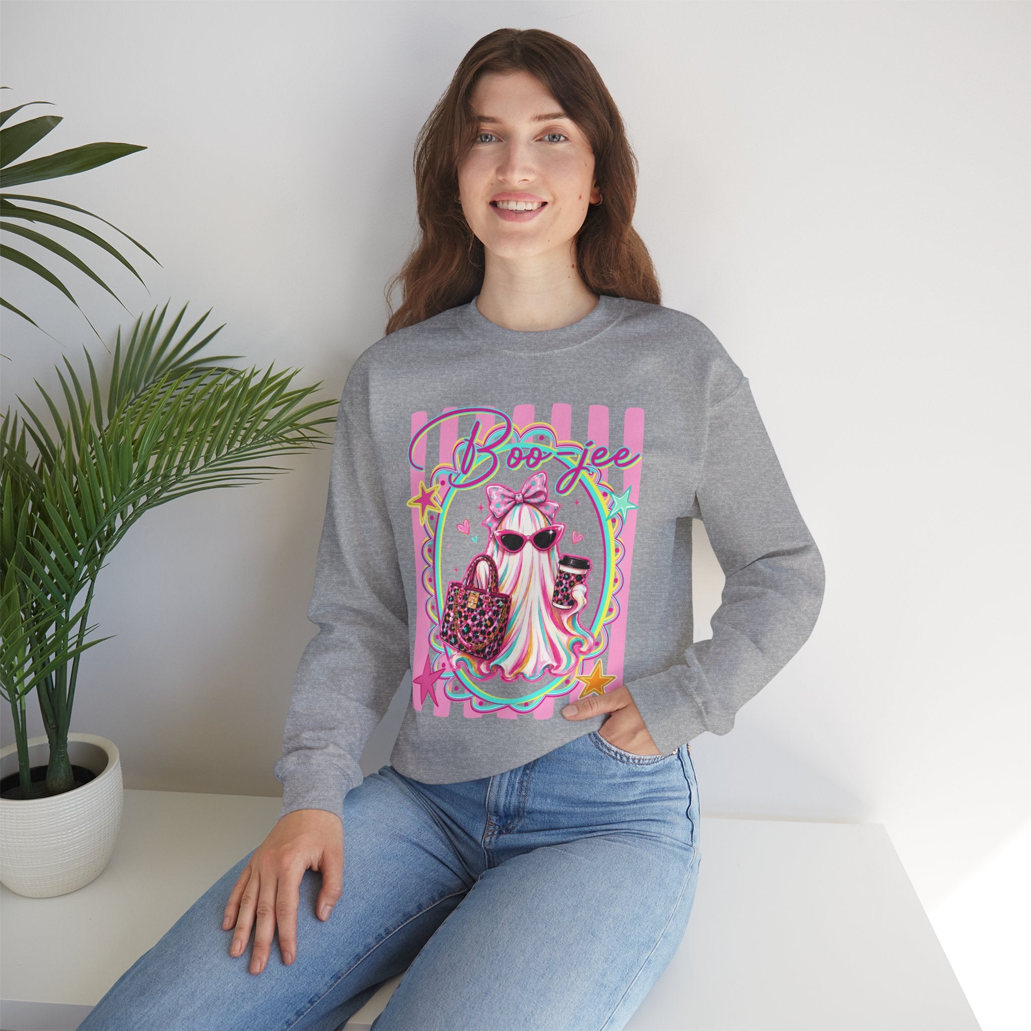Halloween Crewneck Sweatshirt — "Boo-jee" Cute Ghost Fashion Graphic