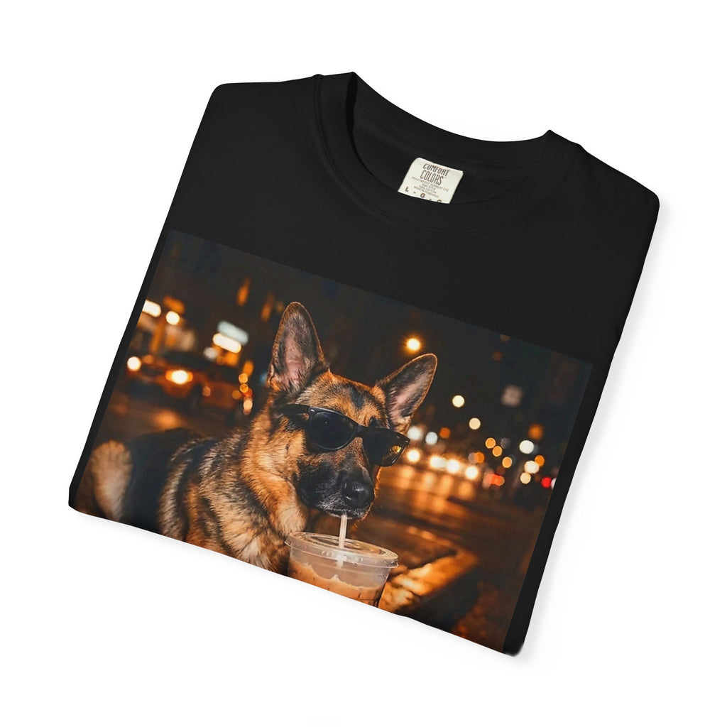 German Shepherd & Iced Coffee Photo T-Shirt — Dog
