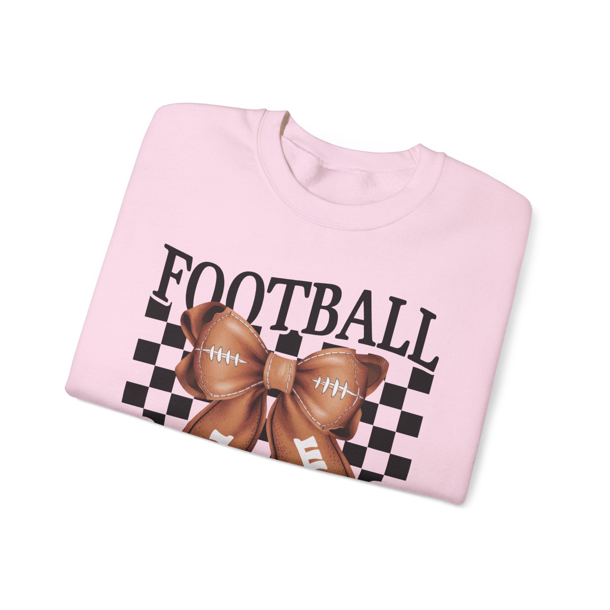 Football Mama Crewneck Sweatshirt — Retro Checkerboard Football Graphic
