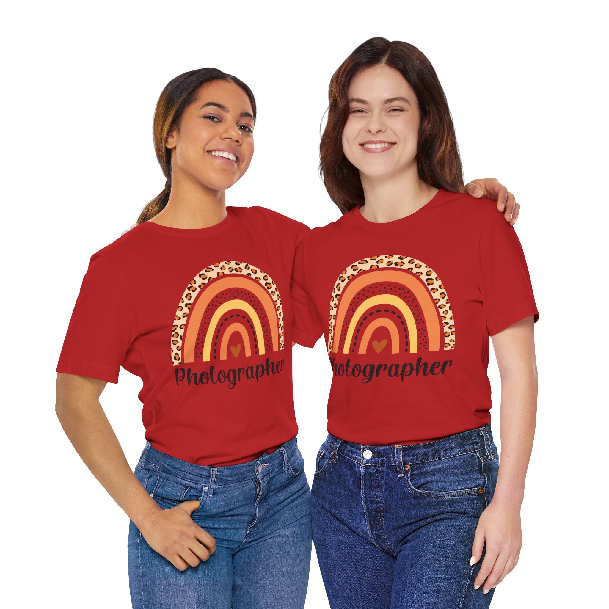 Photographer Rainbow Tee — Leopard Print Rainbow Graphic T-Shirt for Photographers