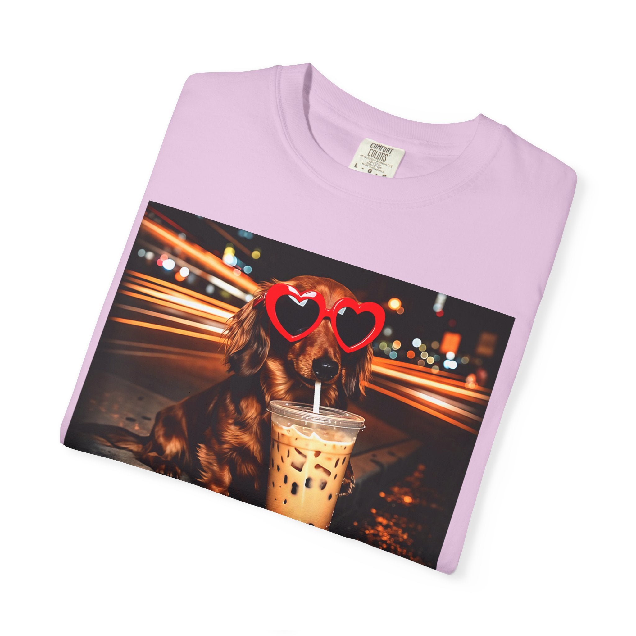 Dachshund with Heart Sunglasses & Bubble Tea T-Shirt