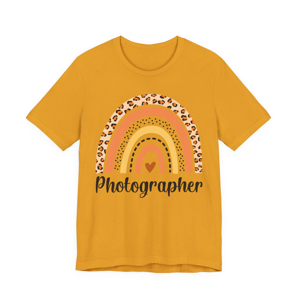 Photographer Rainbow Tee — Leopard Print Rainbow Graphic T-Shirt for Photographers