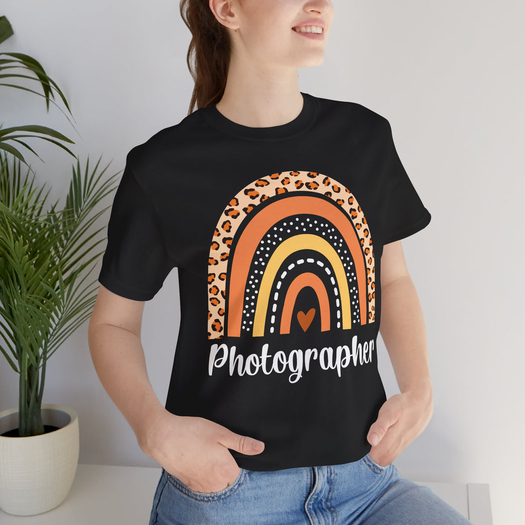 Leopard Rainbow  Photographer Tee — Boho Heart Graphic T-Shirt