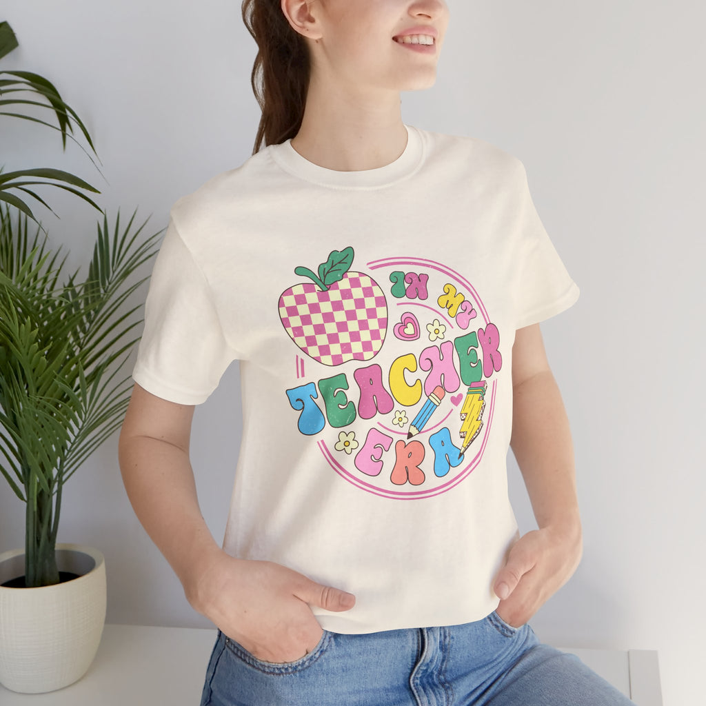 Teacher Vibes Tee — Cute Retro Apple Classroom Graphic T-Shirt