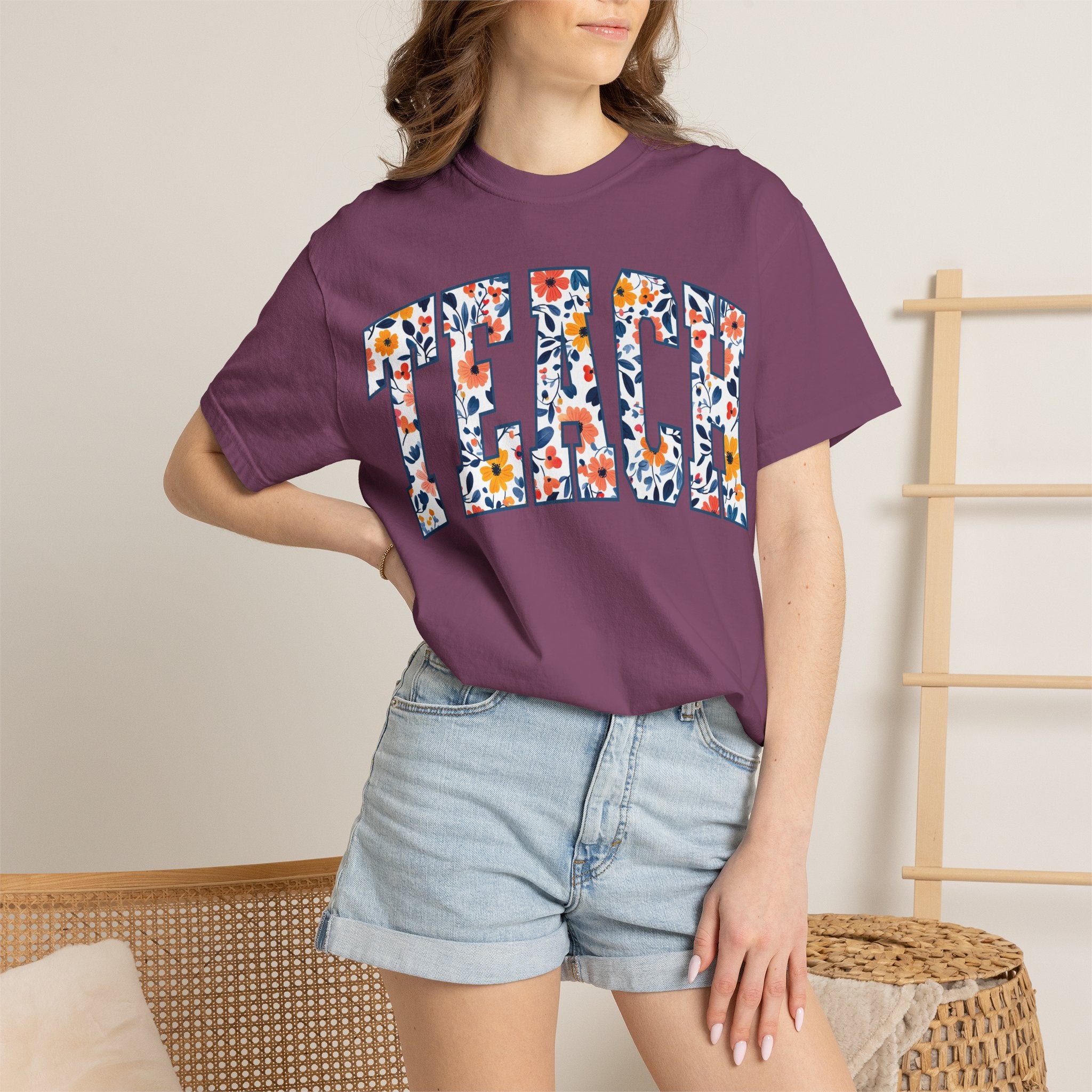 Teach Floral T‑Shirt — Floral Pattern TEACH Teacher Appreciation Gift