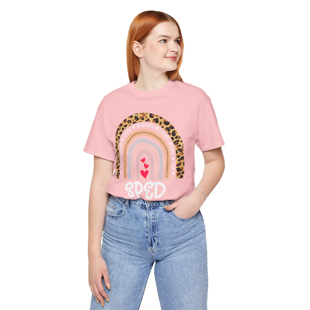 Leopard Rainbow Tee — Cute Pastel Heart Rainbow Graphic T-Shirt