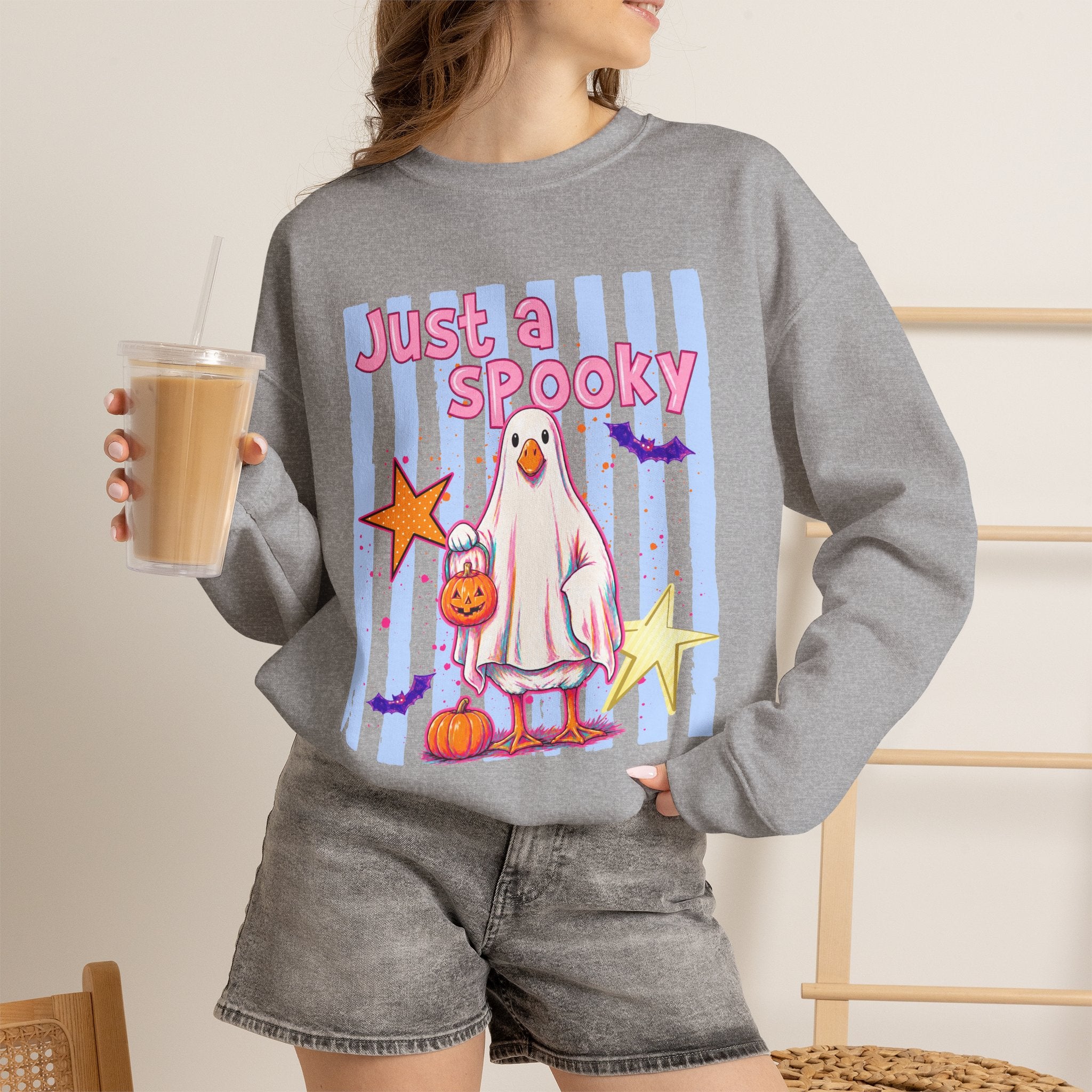 Ghost Costume Sweatshirt — "Just a Spooky" Cute Halloween Crewneck