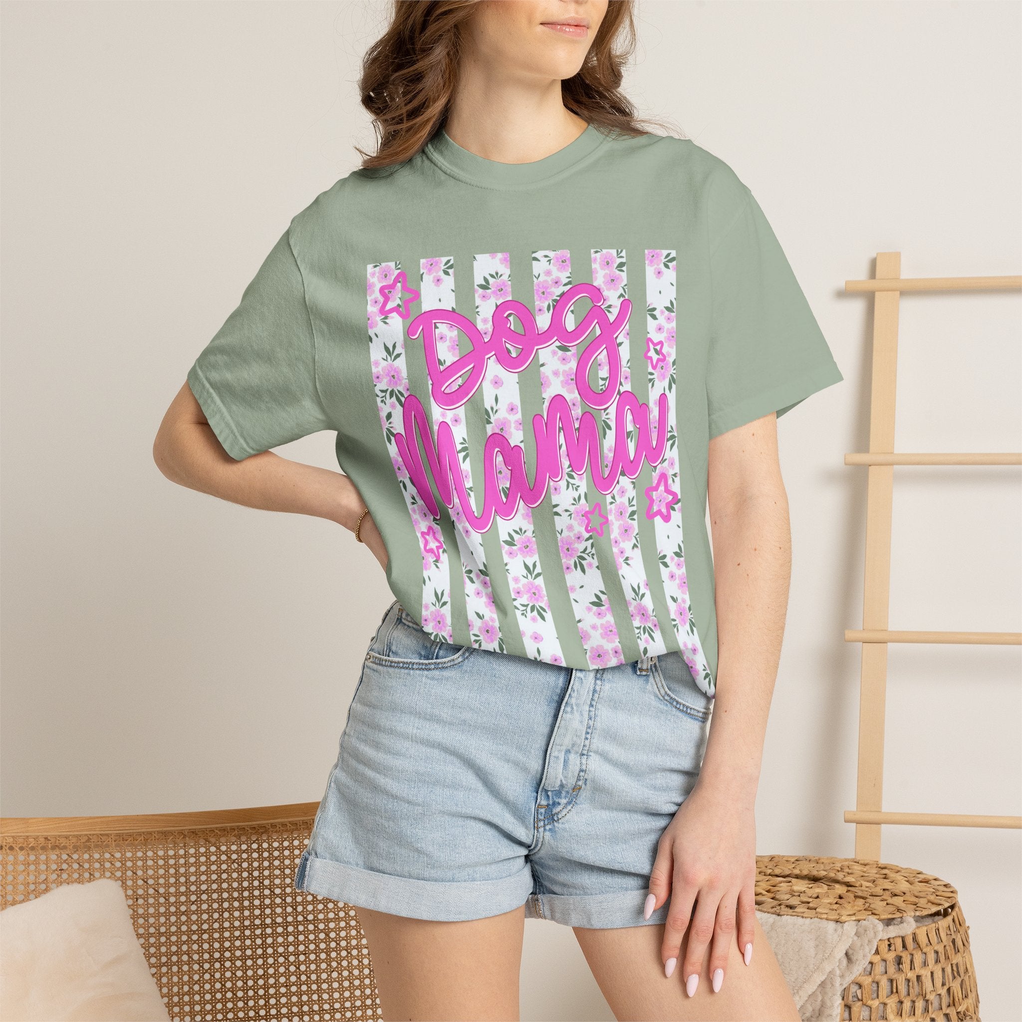 Dog Mama Floral Flag T-Shirt