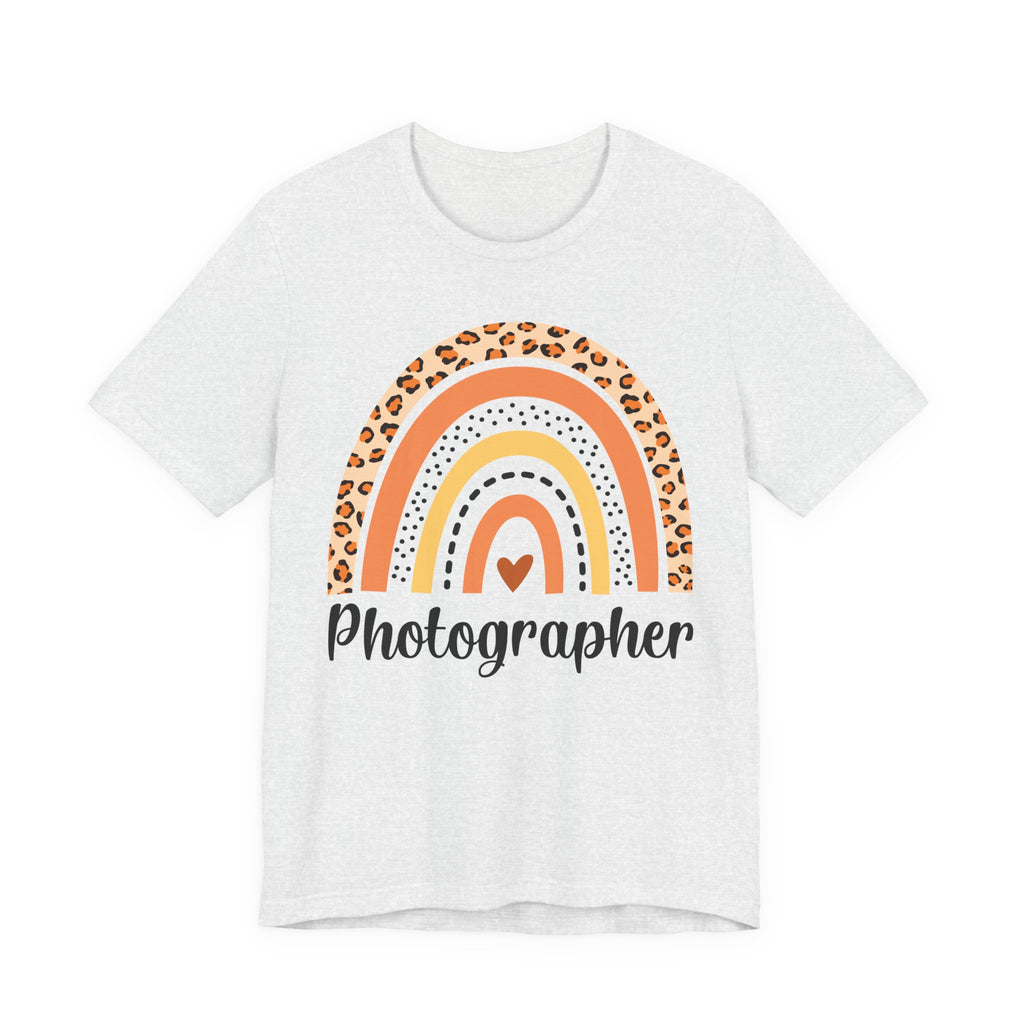 Photographer Rainbow Tee — Leopard Print Rainbow Graphic T-Shirt for Photographers