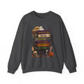 Halloween Book Stack Crewneck Sweatshirt — Spooky Classics Stack with Pumpkin & Skulls