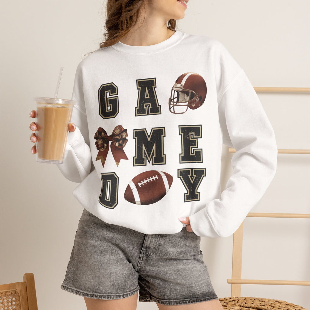 Game Day Sweatshirt — Football Helmet & Ball Crewneck