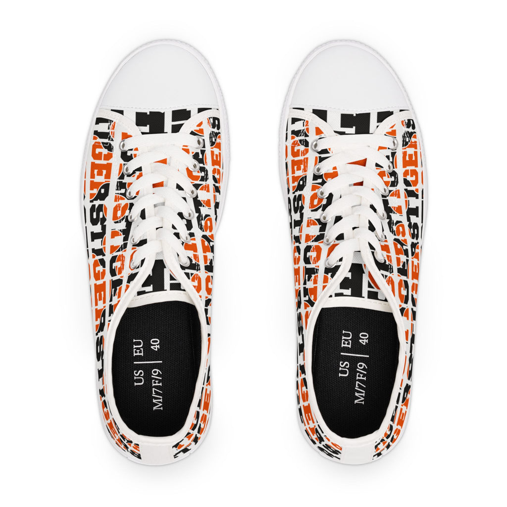 Women's Low Top Sneakers — 'TIGERS' Orange & Black Team Spirit