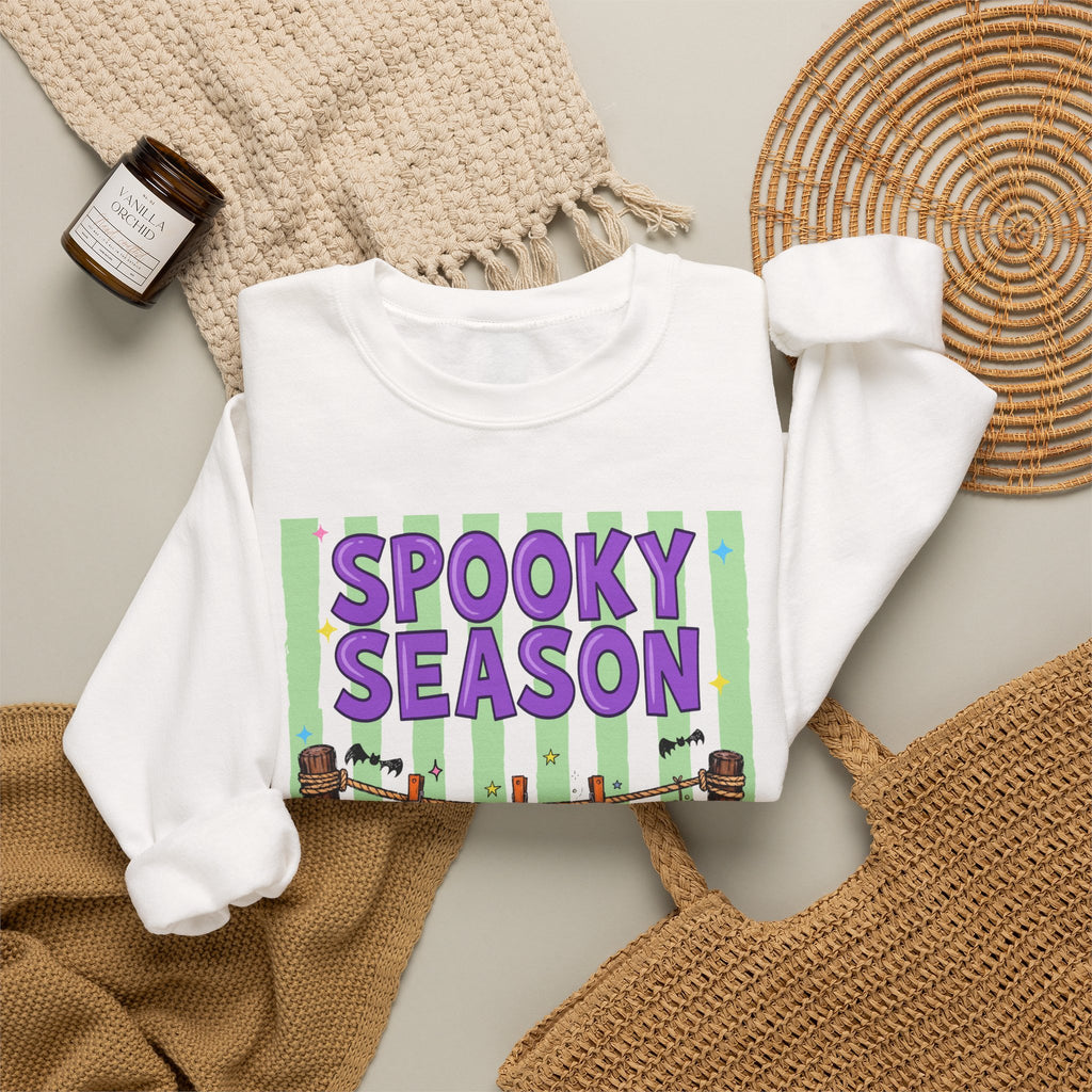 Sweatshirt — "Spooky Season" Ghost, Witch & Cat Halloween Crewneck