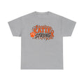 Katie Strong T‑Shirt — Cancer Awareness Ribbon & Paw Print Support Tee