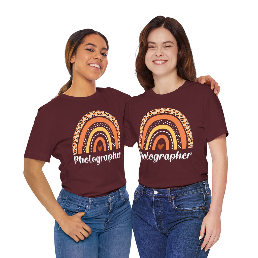 Leopard Rainbow  Photographer Tee — Boho Heart Graphic T-Shirt
