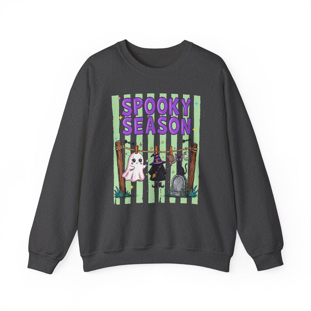 Sweatshirt — "Spooky Season" Ghost, Witch & Cat Halloween Crewneck